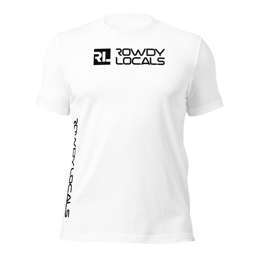 Rowdy Locals Minimalist Block White Tee | Unisex T-Shirt