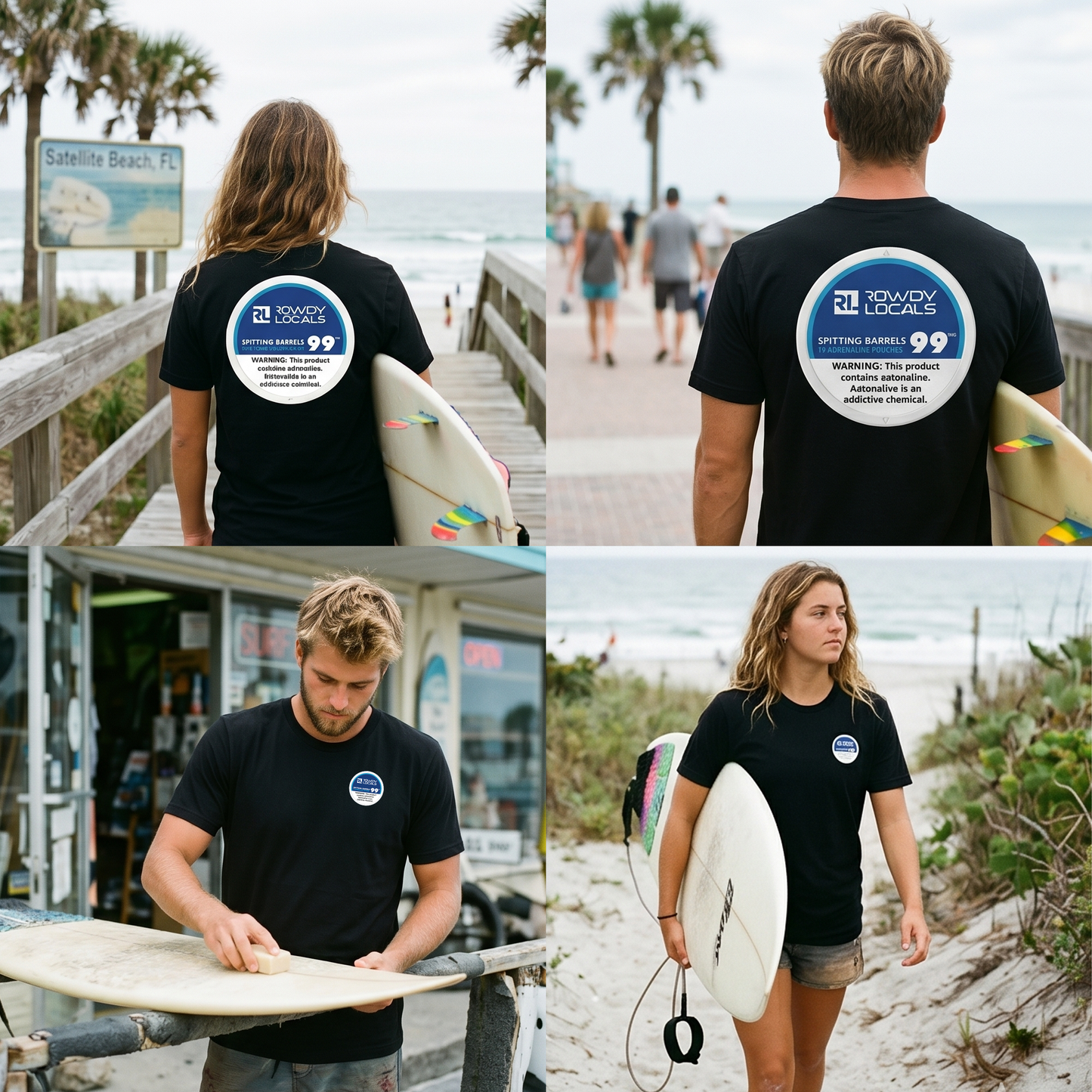 Rowdy Locals Spitting Barrels Black Tee | Unisex T-Shirt