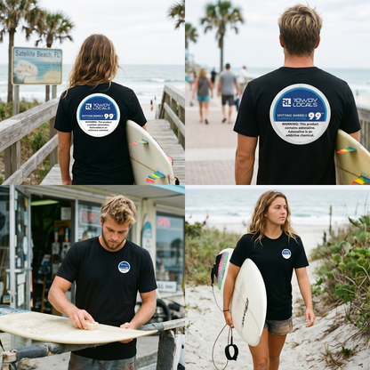 Rowdy Locals Spitting Barrels Black Tee | Unisex T-Shirt
