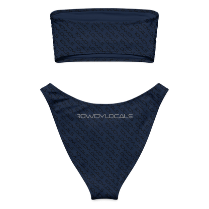 Rowdy Locals Navy Blue Recycled Bandeau Bikini | Sustainable Surf & Beachwear