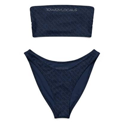 Rowdy Locals Navy Blue Recycled Bandeau Bikini | Sustainable Surf & Beachwear